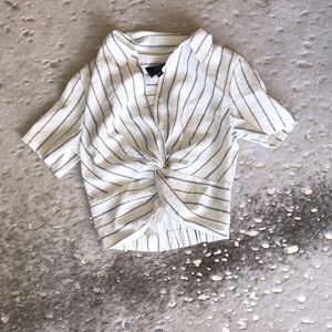 Lumiere tie front striped dress shirt size small
